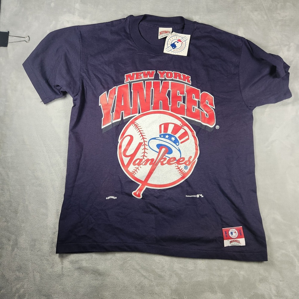 Vintage 90s New York Yankees Nutmeg Mills T-Shirt Large L USA MLB Embroidered